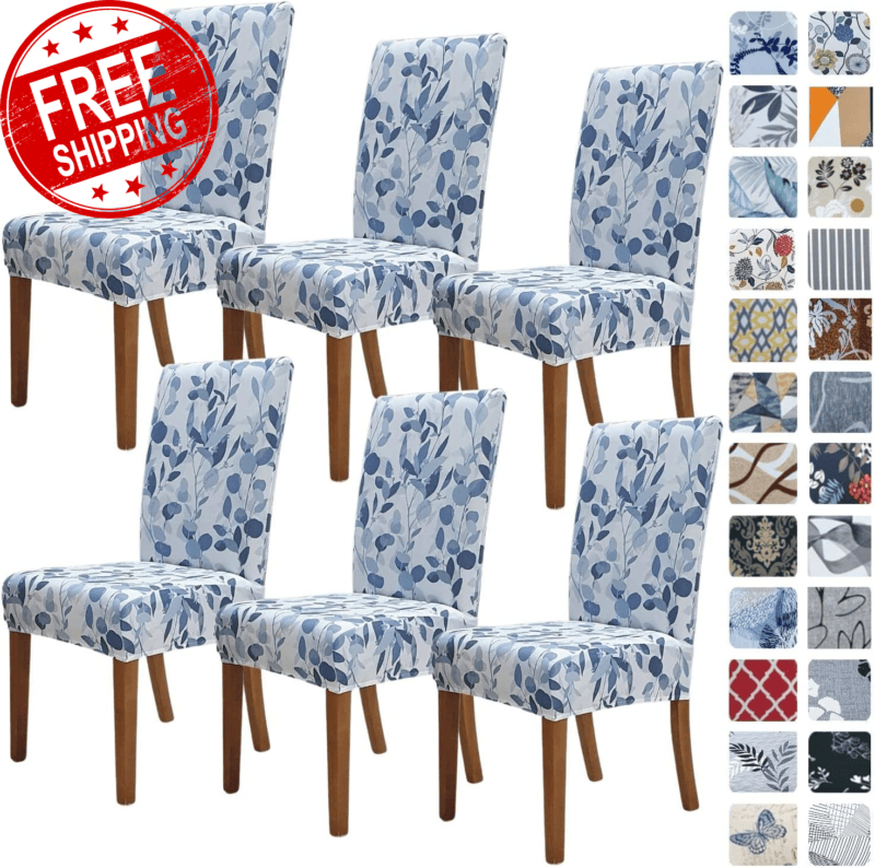 Chair Covers for Dining Room 6 Pack, Stretch Dining Chair Cover, Washable Spande - Görsel 10