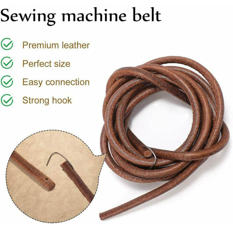 72" 183cm Leather Belt Antique Treadle Parts + Hook For Singer Sewing  Machine - Görsel 1