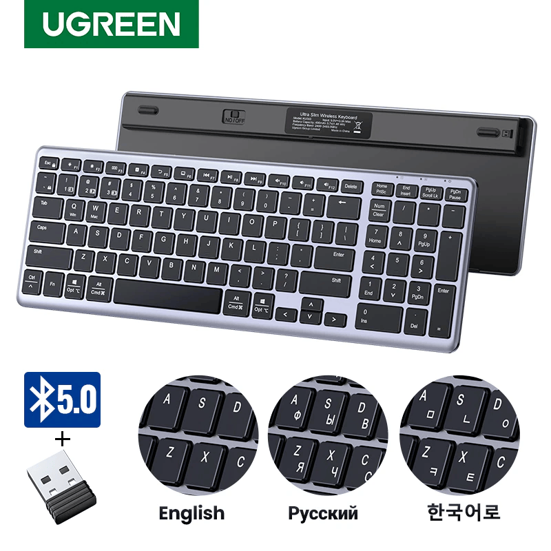 UGREEN Keyboard Wireless Bluetooth 5.0 2.4G Russian Korean English 99 Keys - Görsel 1