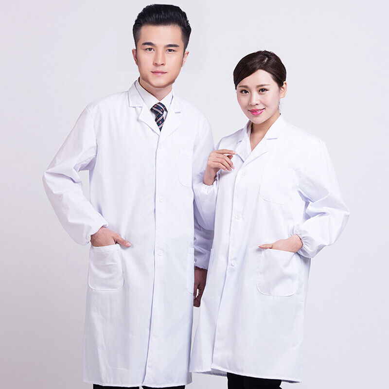 Mens Womens Lab Coats Medical Services Uniform Nurse Doctor White Work Clothes - Görsel 1