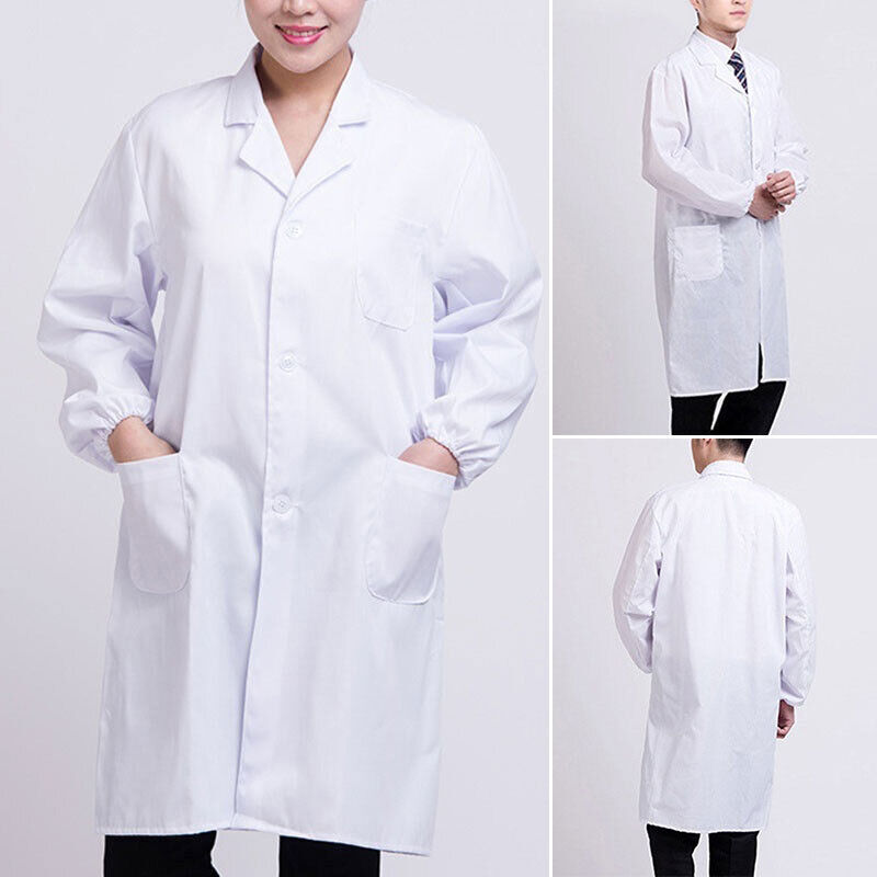 Mens Womens Lab Coats Medical Services Uniform Nurse Doctor White Work Clothes - Görsel 3