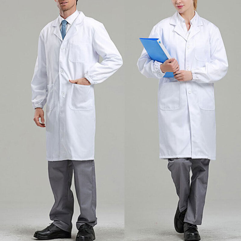 Mens Womens Lab Coats Medical Services Uniform Nurse Doctor White Work Clothes - Görsel 5