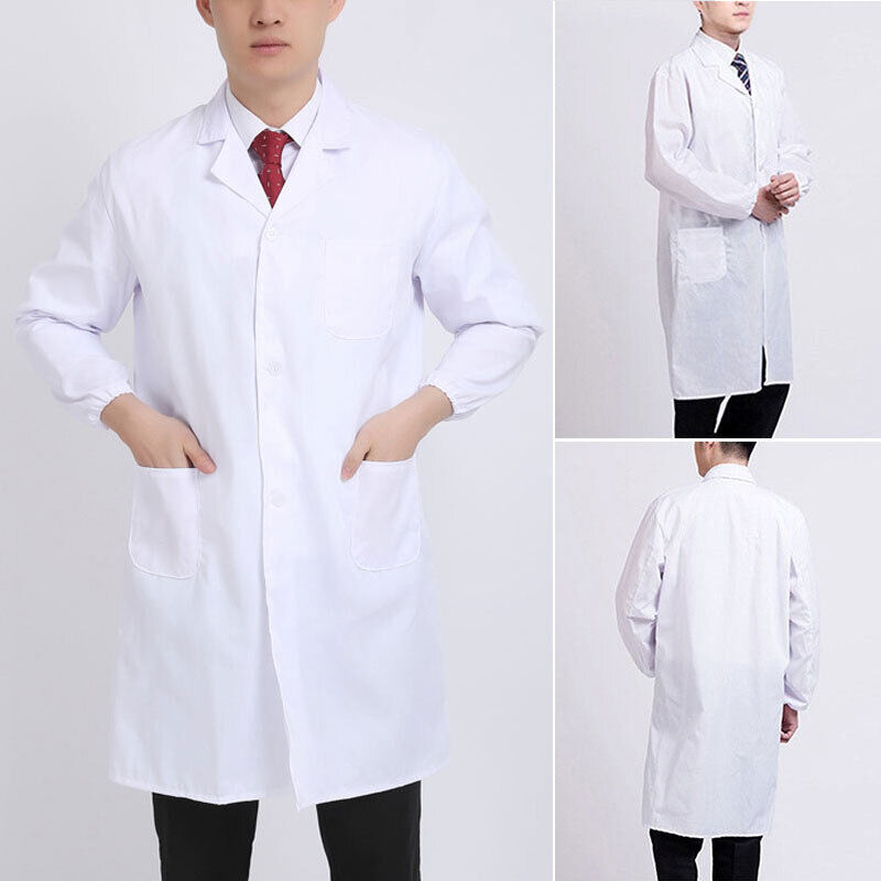 Mens Womens Lab Coats Medical Services Uniform Nurse Doctor White Work Clothes - Görsel 7