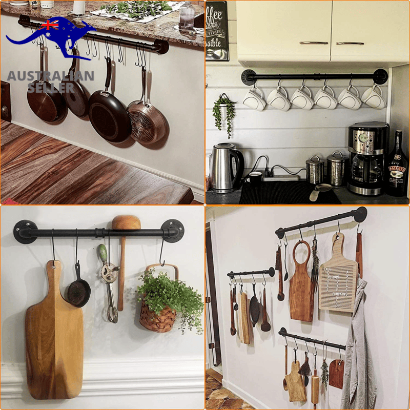 Kitchen Pot Pan Storage Rack Organizer Wall Mounted Kitchen Utensils Organizer - Görsel 4