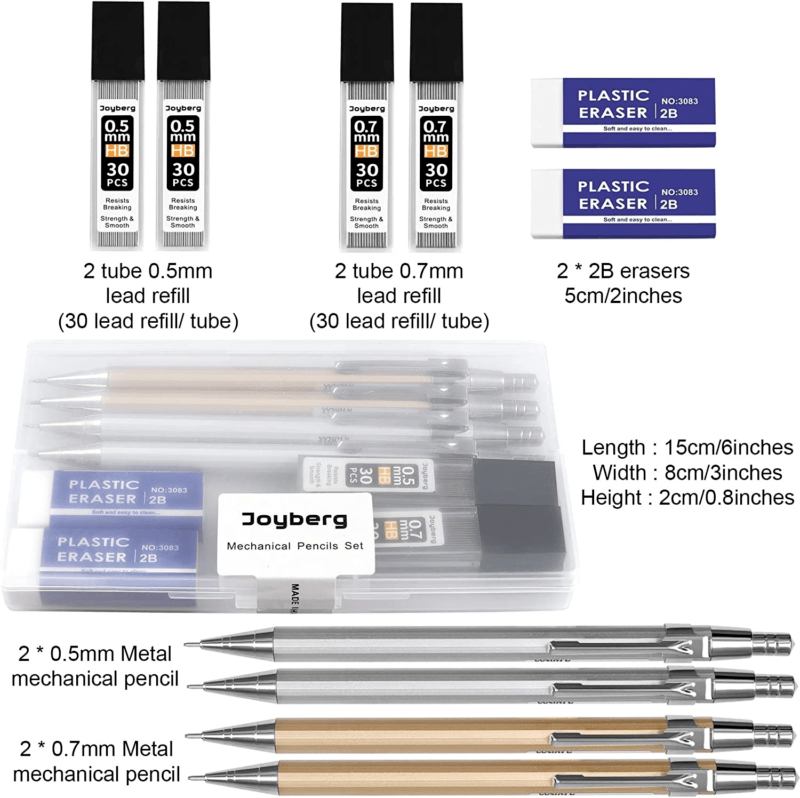 Art Mechanical Pencils Set Metal Drafting Sketching Drawing Pencil Artist Tools - Görsel 2