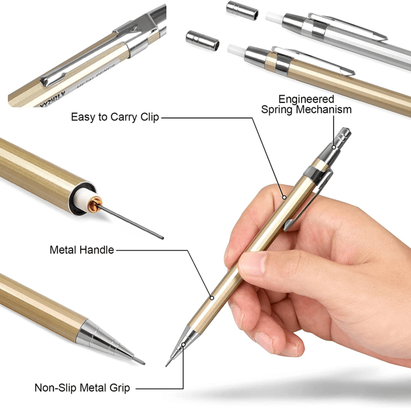 Art Mechanical Pencils Set Metal Drafting Sketching Drawing Pencil Artist Tools - Görsel 3
