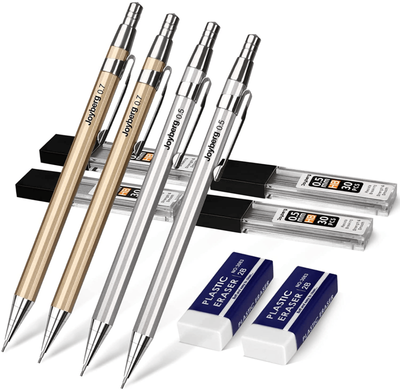 Art Mechanical Pencils Set Metal Drafting Sketching Drawing Pencil Artist Tools - Görsel 12