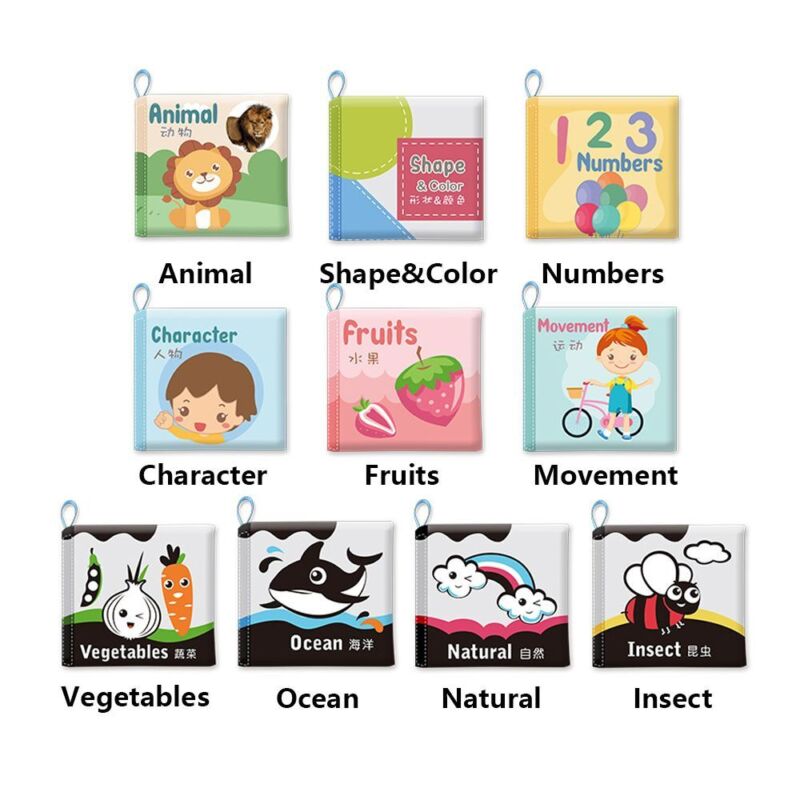Early Education Infant Baby Puzzle Toy English Book Parenting Toys Cloth Book - Görsel 2