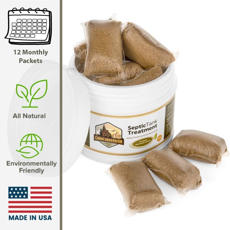 Septic Tank Treatment - 1 Year Supply of Dissolvable Easy Flush Live Bacteria Pa - Görsel 3