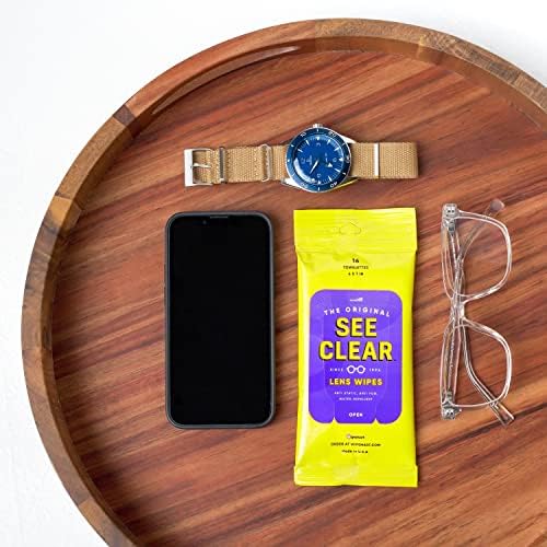 See Clear Original Lens Cleaning Wipes - Pre-Moistened Eyeglass & Screen Cleaning Cloth Towelettes - Streak Free, Scratch Free Lens & Electronic Screen Cleaner - 12 Resealable Packs of 16 (192 Wipes)  Health & Household - Görsel 7