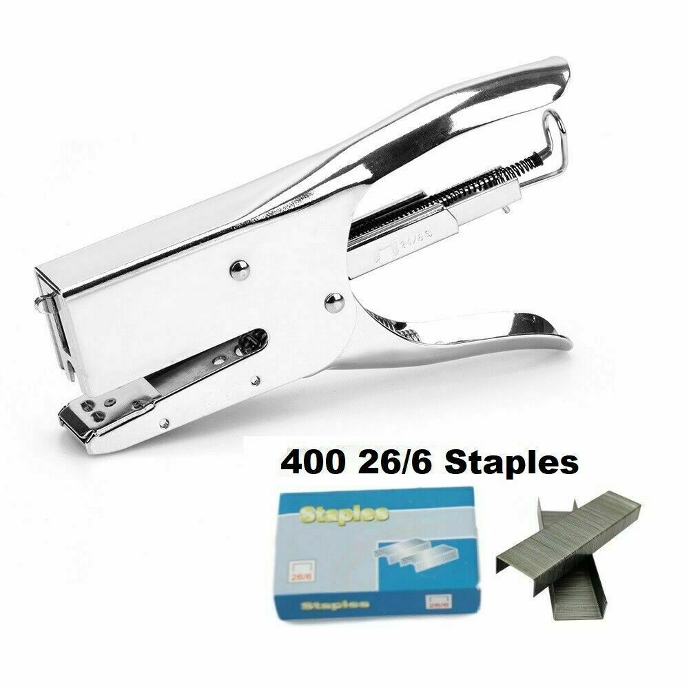 HEAVY DUTY PLIER STAPLER Multi Material Office Craft Fabric + 400 26/6 Staples - Görsel 2
