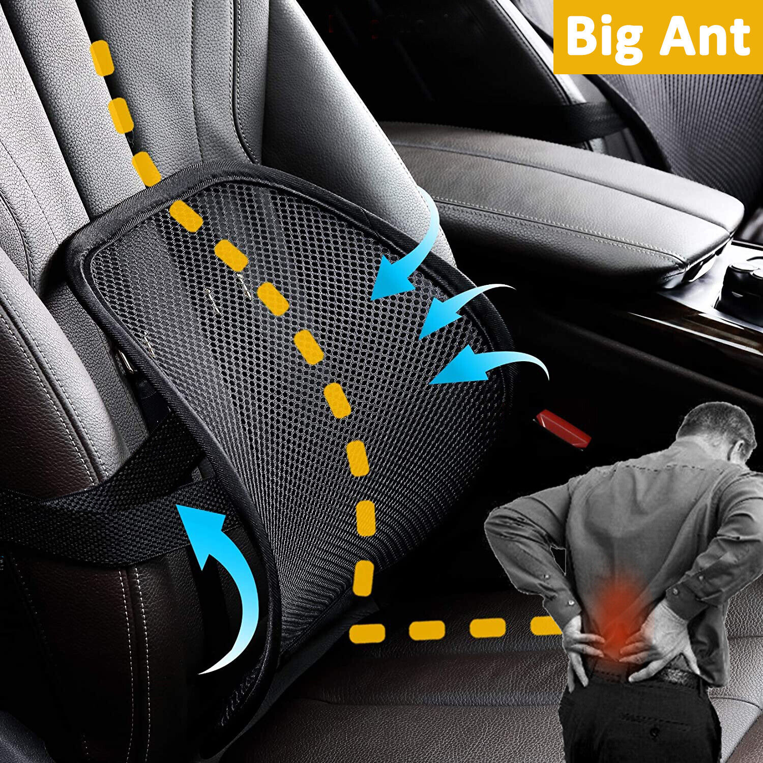 Lumbar Support Pillow for Office Chair Lumbar Support Car Seat With Mesh 2-Layer - Görsel 1