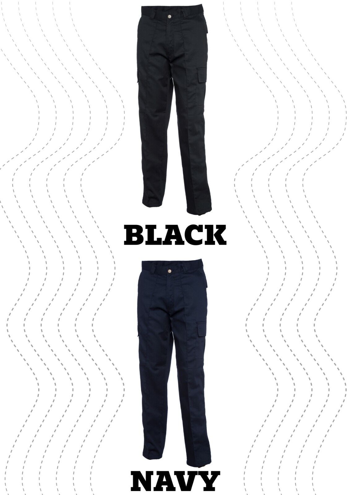 Uneek UC902 Work Cargo Combat Workwear Trousers Black/Navy Sizes 28" - 52" mens - Görsel 2