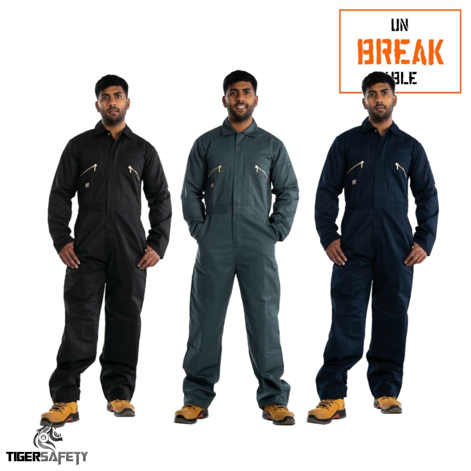 Unbreakable Zip Fastened Mens Quality Work Coveralls Boilersuit Overall Workwear