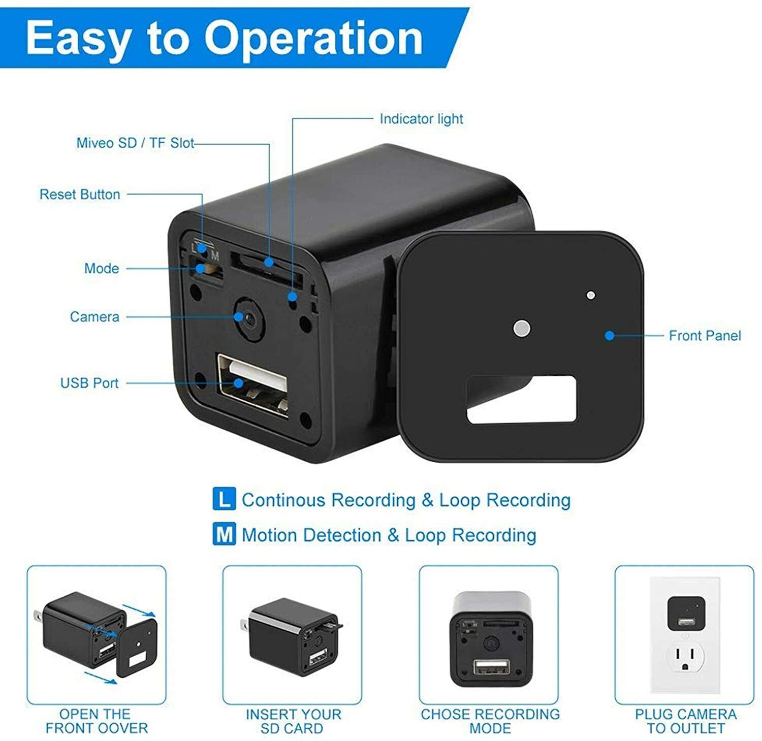 1080HD Mini Hidden Spy Cam Motion Detection Home Security  Surveillance Camera - Görsel 7