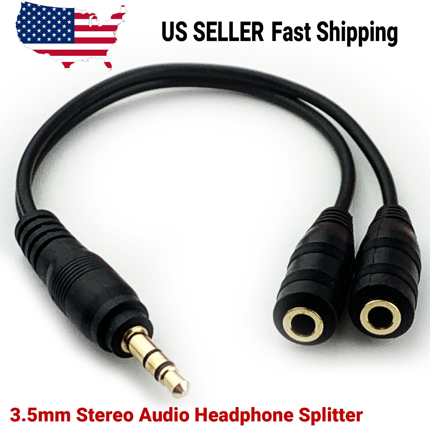3.5mm AUX Audio Mic Splitter 1 Male to 2 Female Gold Plated Headphone Cable - Görsel 1