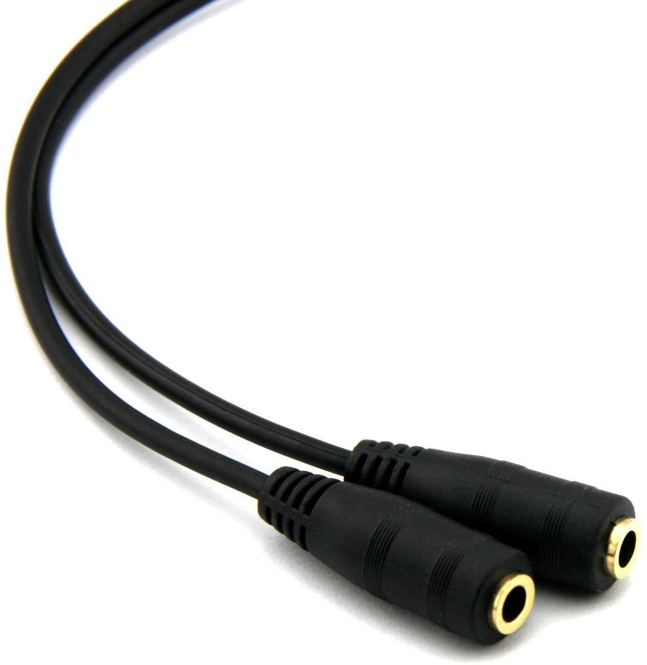 3.5mm AUX Audio Mic Splitter 1 Male to 2 Female Gold Plated Headphone Cable - Görsel 2