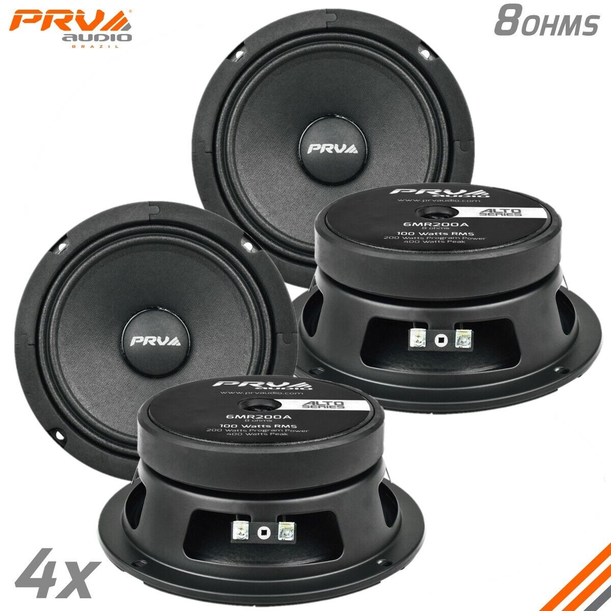 4x PRV Audio 6MR200A Midrange ALTO Car Audio 6.5" Speakers 8 Ohms 6MR PRO 800W - Görsel 1