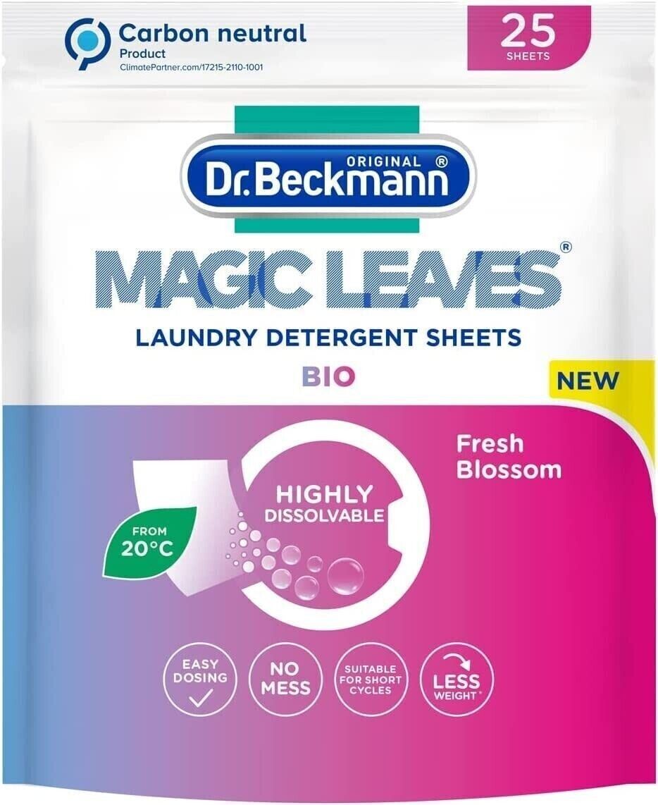4 x Dr Beckmann Magic Leaves Bio Laundry Detergent Washing Clothes Sheets Of 25 - Görsel 2