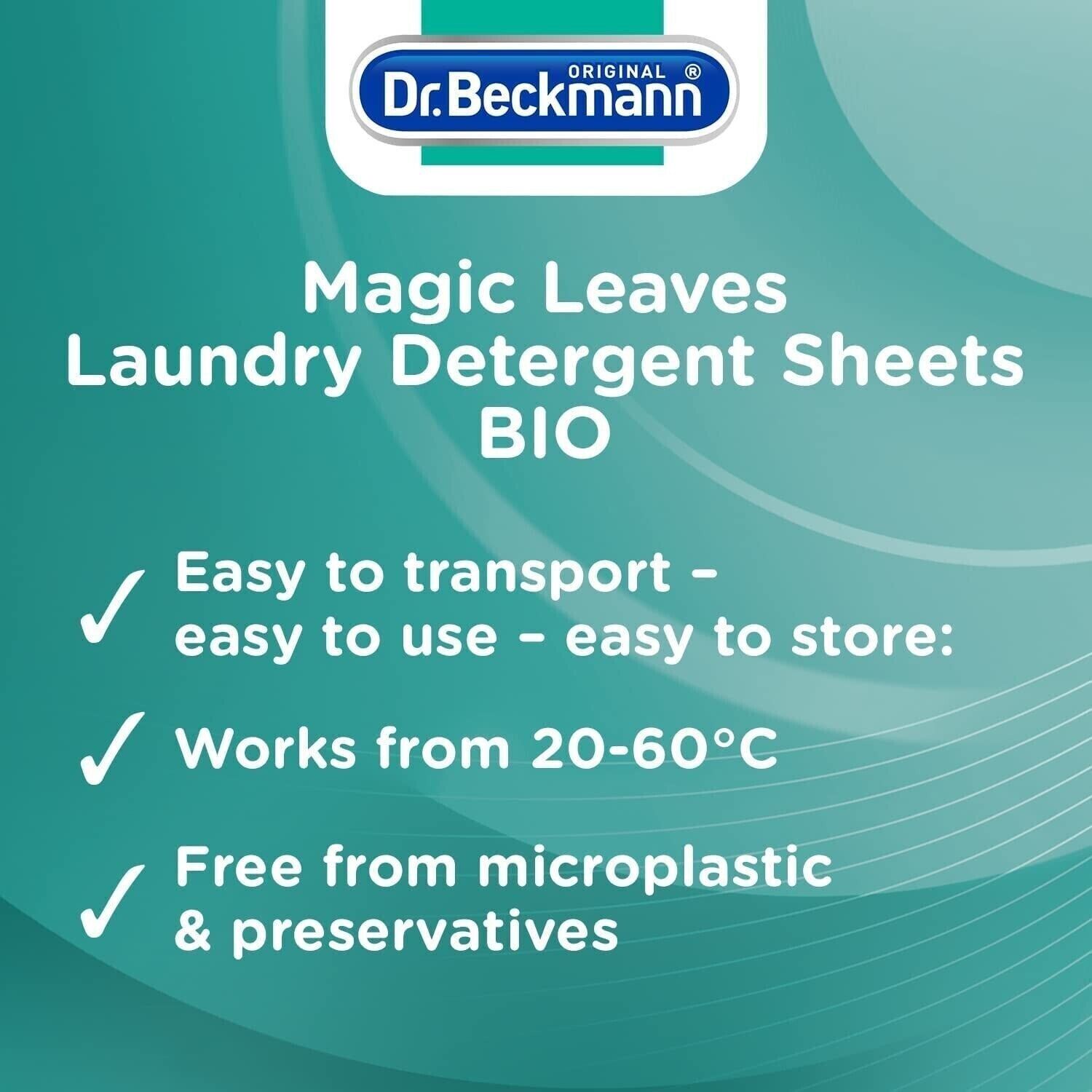 4 x Dr Beckmann Magic Leaves Bio Laundry Detergent Washing Clothes Sheets Of 25 - Görsel 4