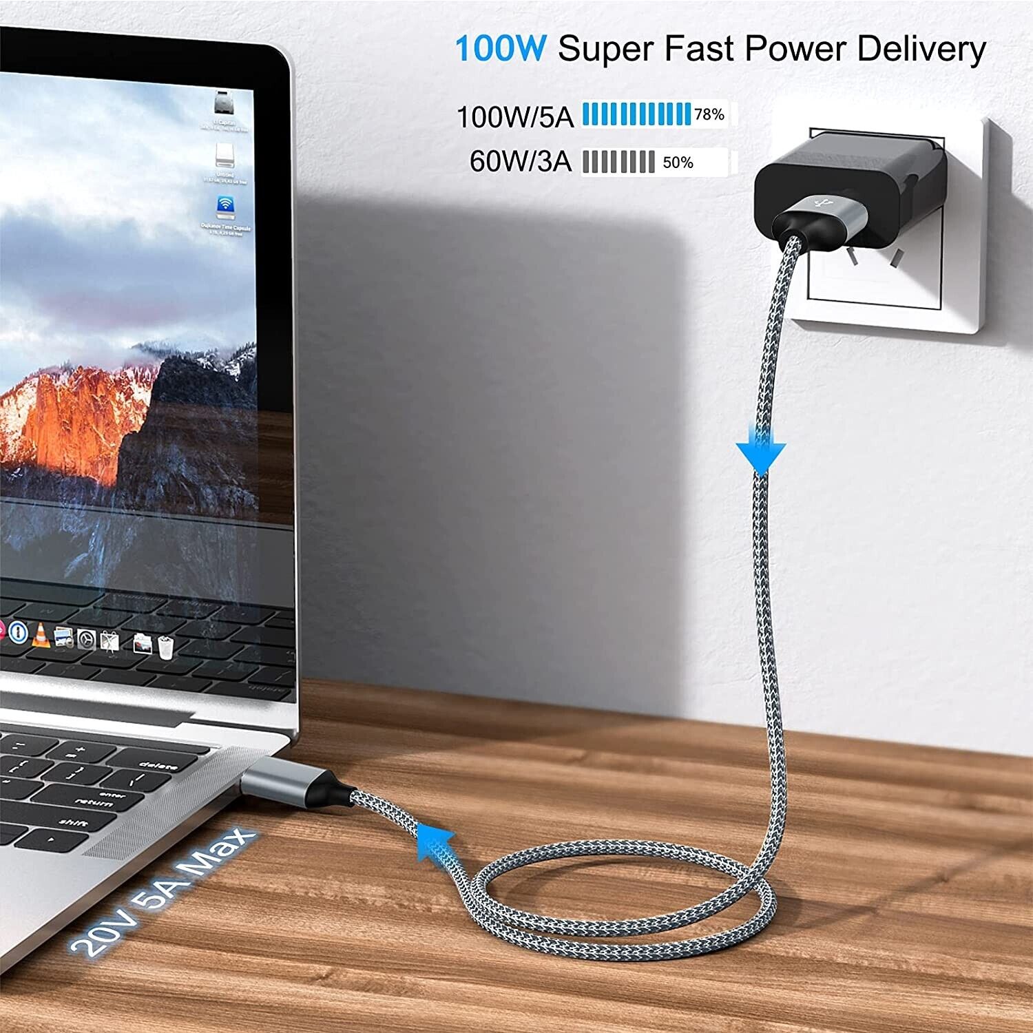 3-Pack Braided USB C Type-C Fast Charging Data SYNC Charger Cable Cord 3/6/10FT - Görsel 6