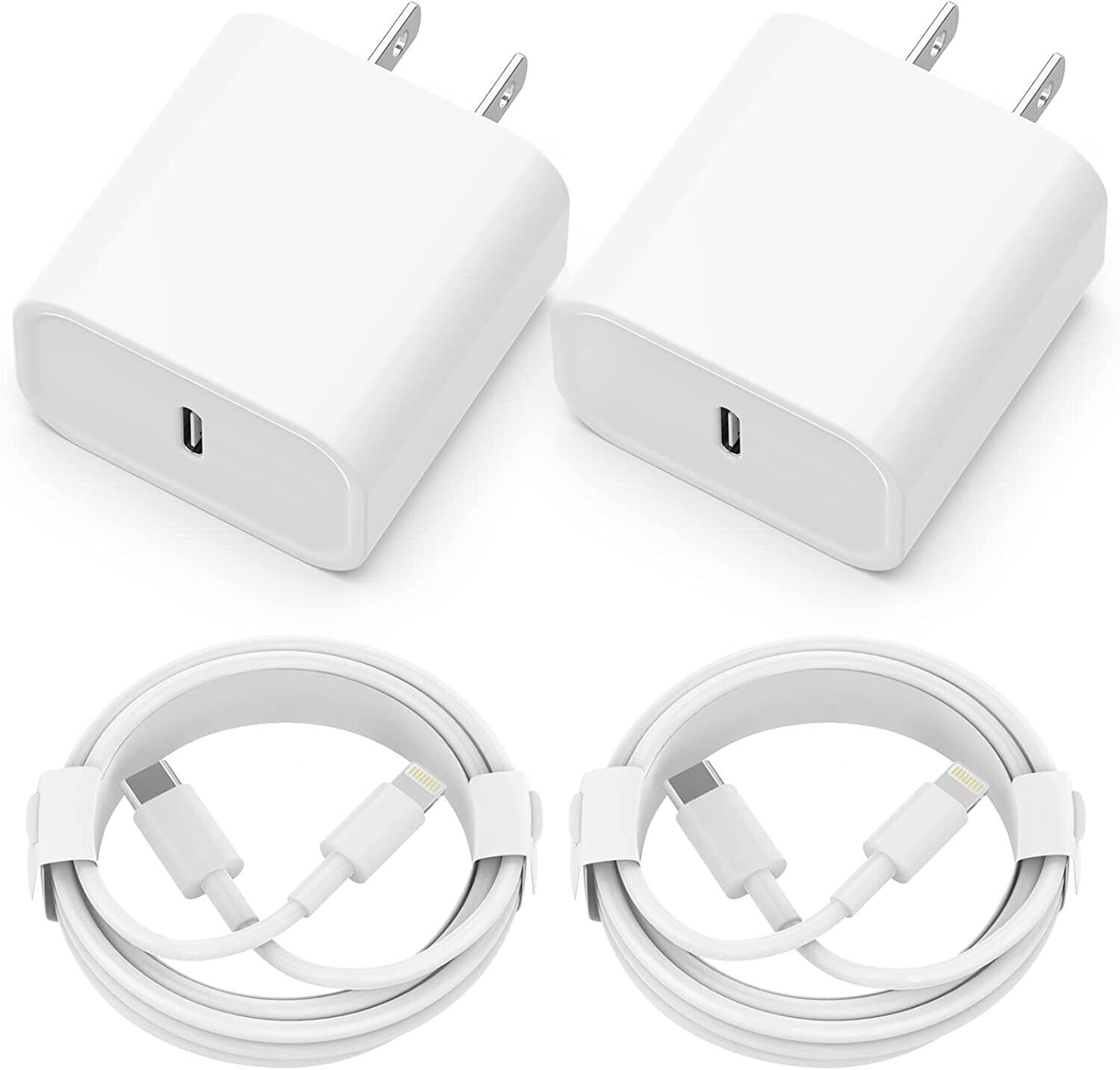 2-Pack Super Fast Charger Type C For iPhone 14 13 12 11 Pro Max Xs XR 8 7 6 Plus - Görsel 1