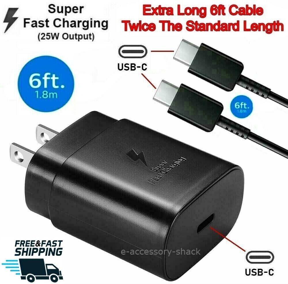 25w Type USB-C Super Fast Wall Charger+6FT Cable Samsung Galaxy A14 A23 A34 A54 - Görsel 1