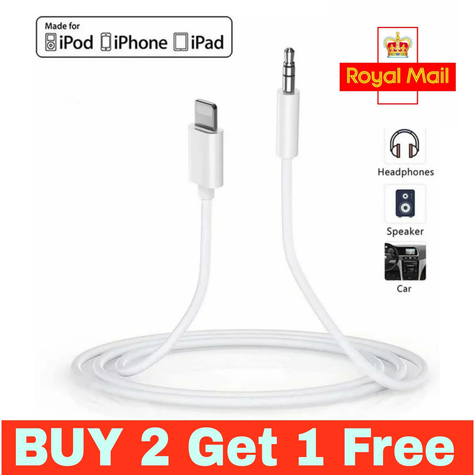 3.5mm Jack AUX Adapter Cable Cord to Car Audio For iPhone 7 8 X XS 11 12 13 PRO - Görsel 1