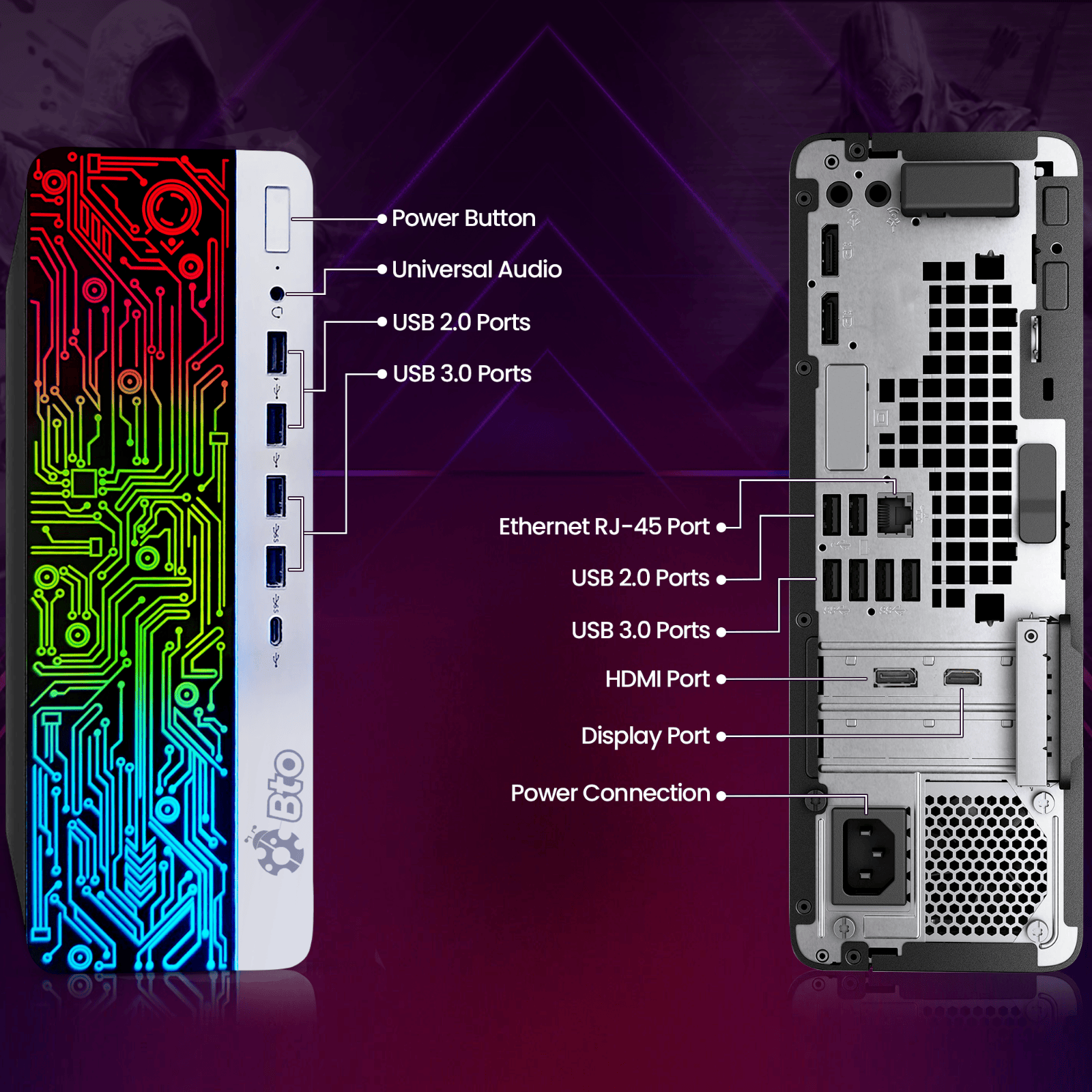 HP RGB Gaming Desktop PC Core i7, i5 32GB 2TB SSD 2TB HDD NVIDIA GTX, AMD Radeon - Görsel 3