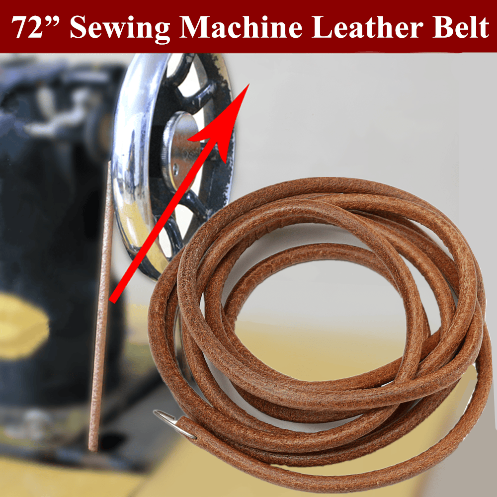 72" 183cm Leather Belt Antique Treadle Parts + Hook For Singer Sewing Machine - Görsel 1