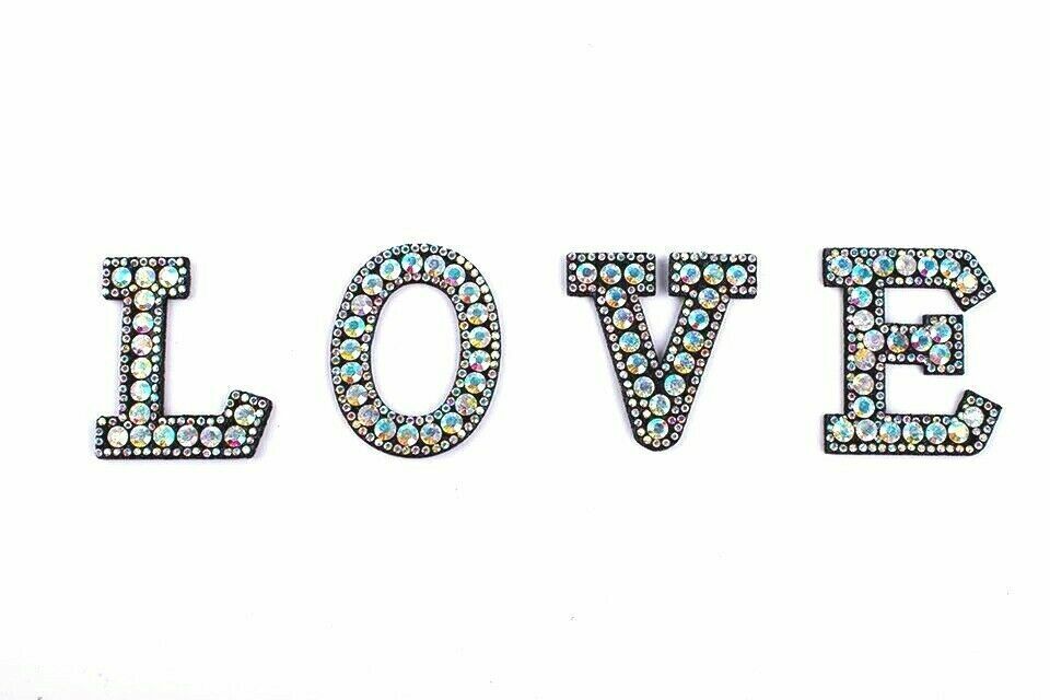 Rhinestone Patches AB Sparkle Letter Patch Sew /Iron on Alphabet Embroidery - Görsel 4