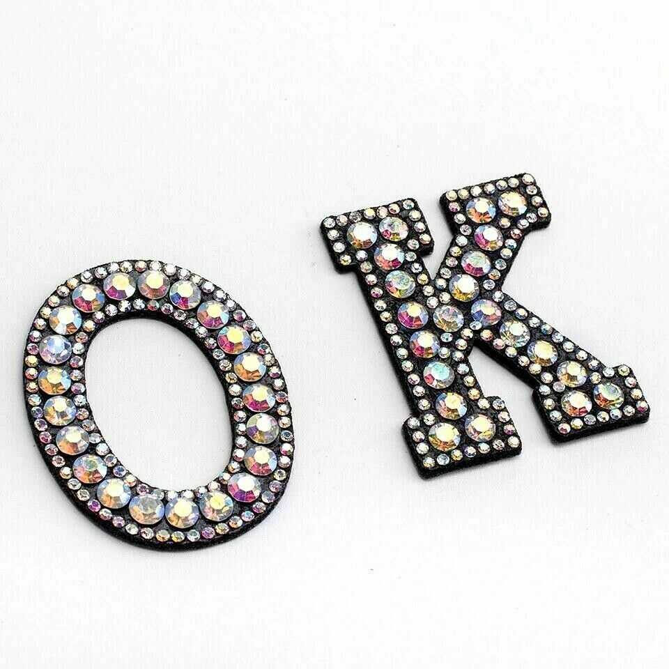 Rhinestone Patches AB Sparkle Letter Patch Sew /Iron on Alphabet Embroidery - Görsel 5