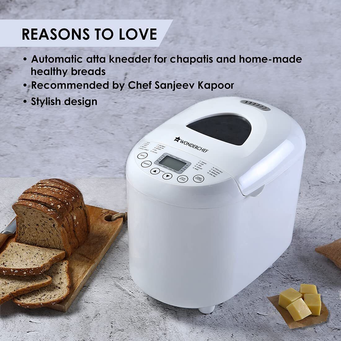 Wonderchef Regalia Atta Kneader & Bread Maker 550 Watt 230 V White - Görsel 6