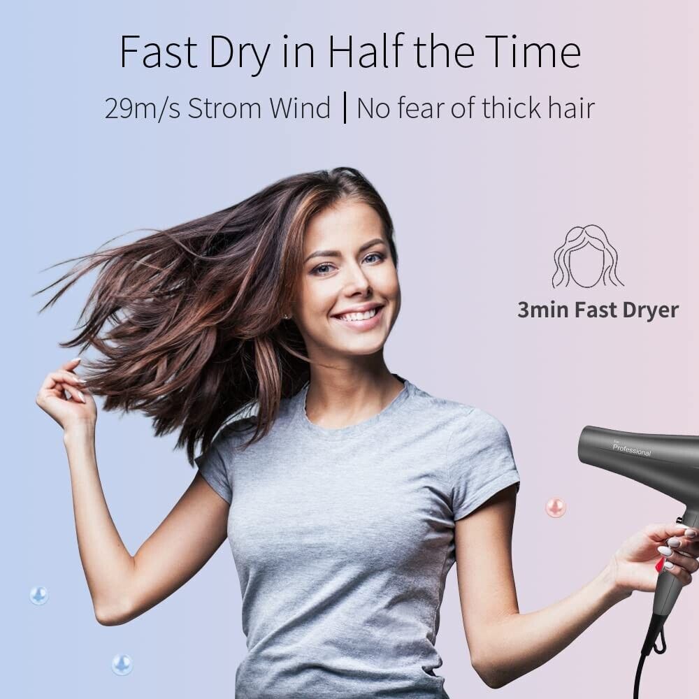 Faszin Asciugacapelli Professionale Ionico, 2400W, con Accessori, Grigio - Görsel 2