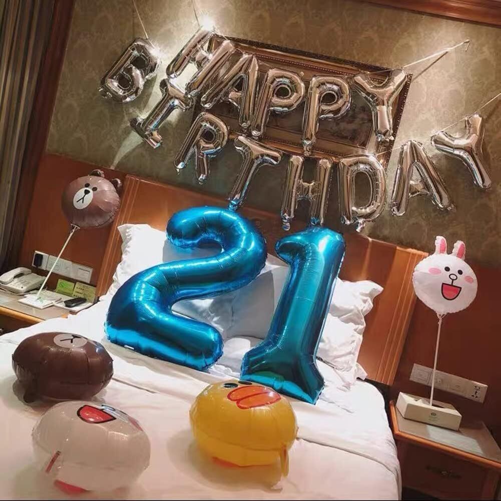40" Giant Foil Number Self Inflating Balloons Birthday Age Party Wedding Decor - Görsel 4