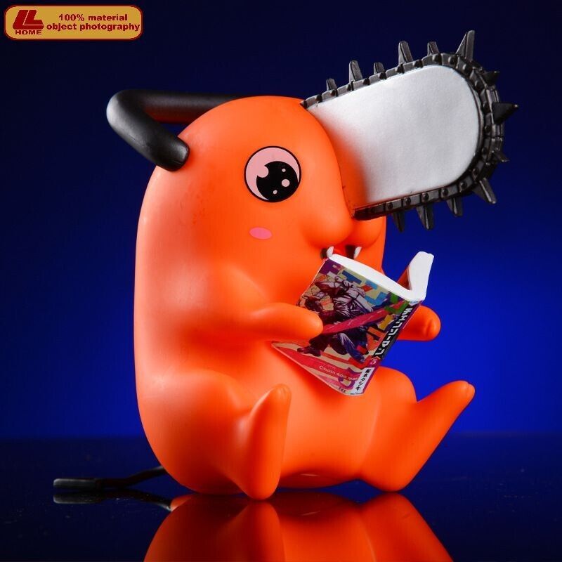 Anime Chainsaw Man Demon Pochita Orange Dog Read Book Sit Figure Statue toy Gift - Görsel 1