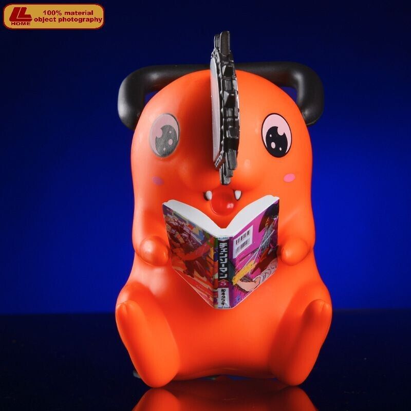 Anime Chainsaw Man Demon Pochita Orange Dog Read Book Sit Figure Statue toy Gift - Görsel 3