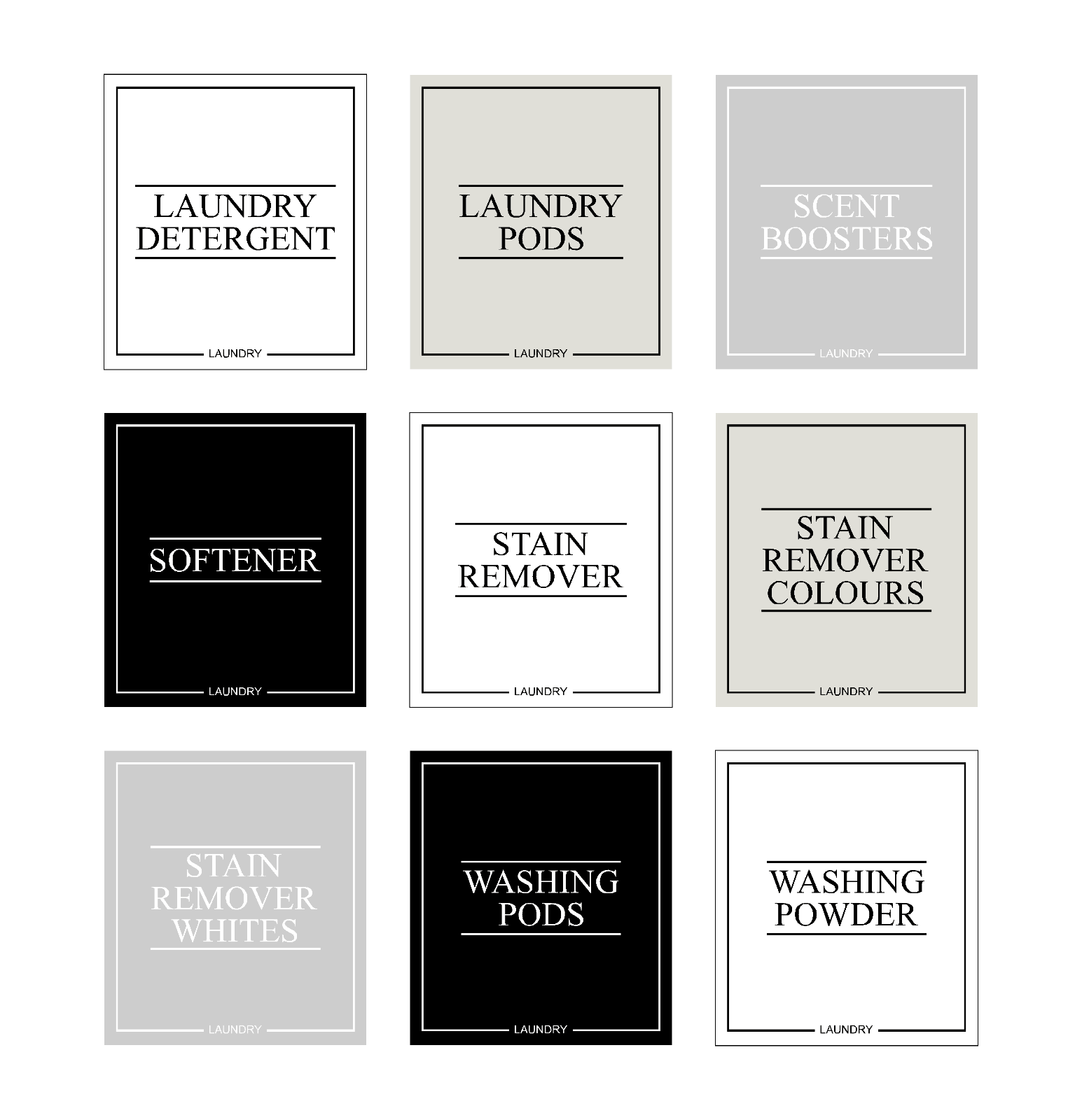 Minimal Waterproof LAUNDRY Labels Minimalistic White Vinyl Label Stickers - Görsel 1