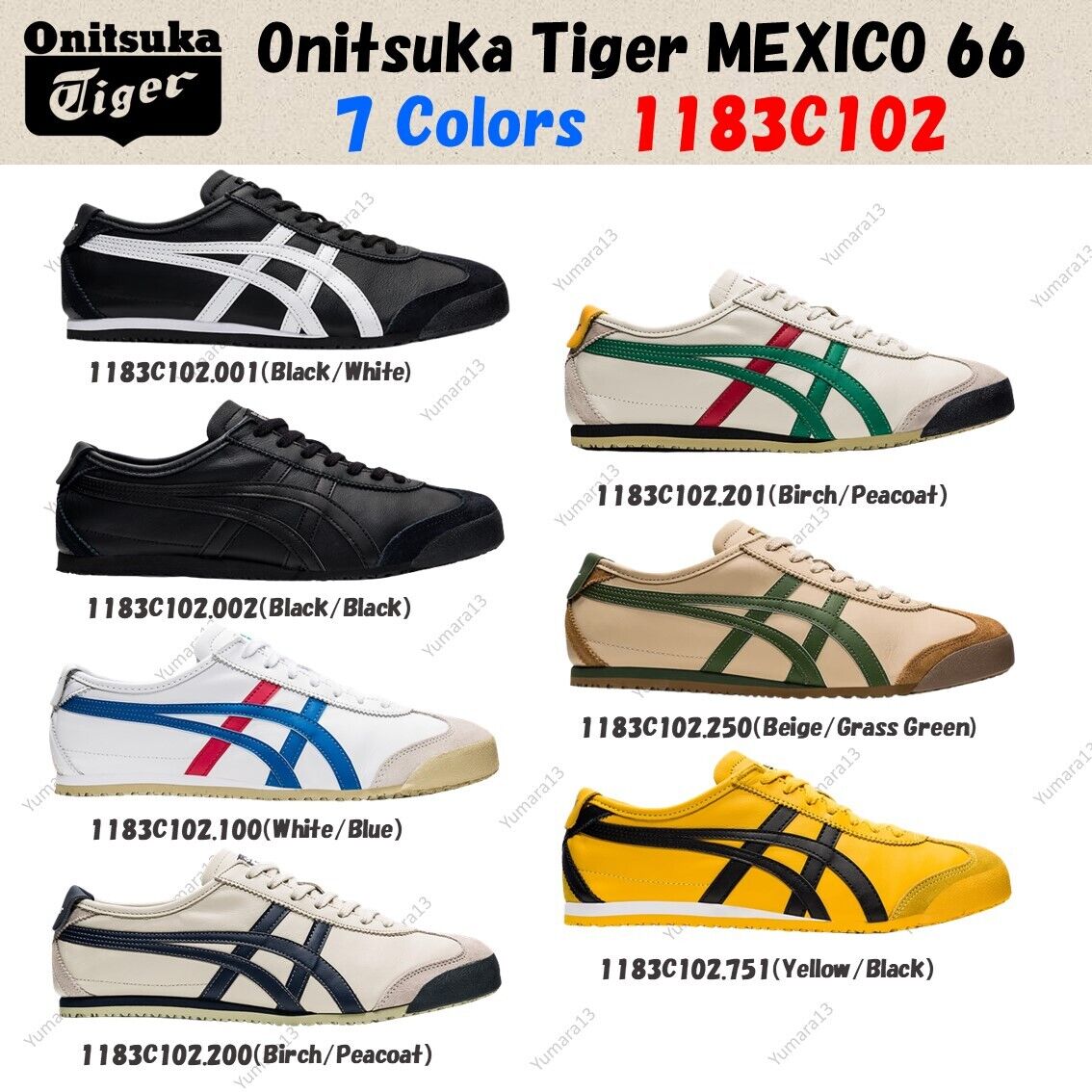 Onitsuka Tiger MEXICO 66 Sneakers Unisex 1183C102 7Colors Size US 4-14 Brand New - Görsel 1
