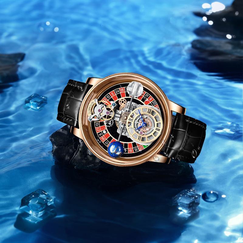 Original Hollow watch Luxury Men Automatic Mechanical Tourbillon watches Swiss - Görsel 1
