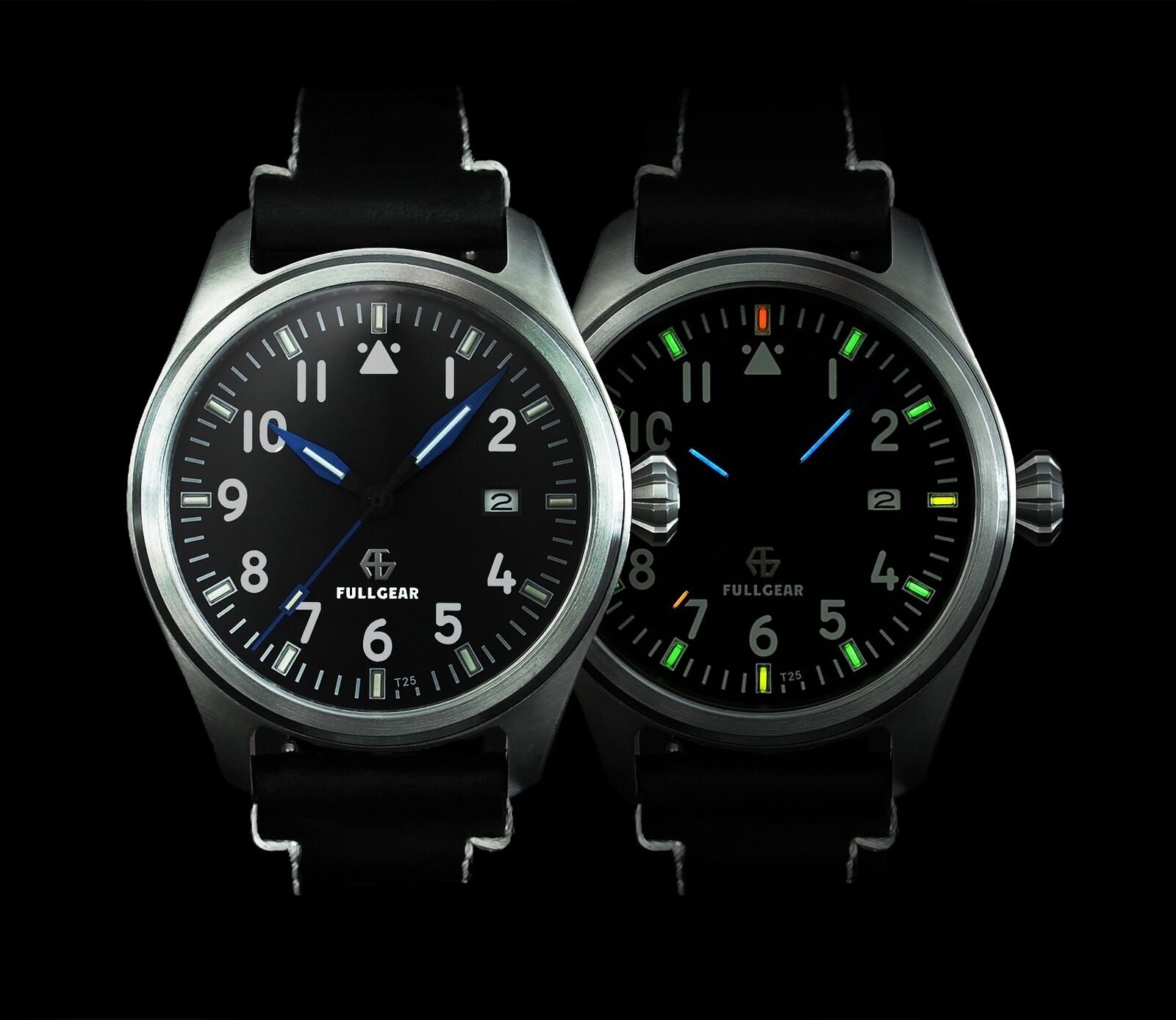 FullGear Pioneer Navigator Tritium Leather Strap 43mm Case Automatic Pilot Watch - Görsel 2