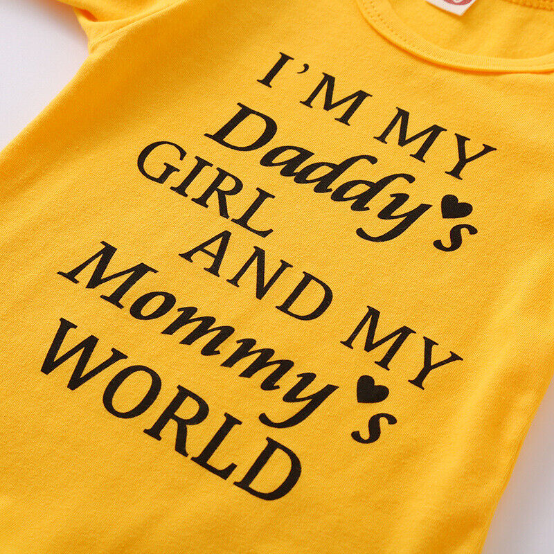 3PCS Newborn Baby Girl Clothes Letter Romper Jumpsuit Tops Pants Headband Outfit - Görsel 6