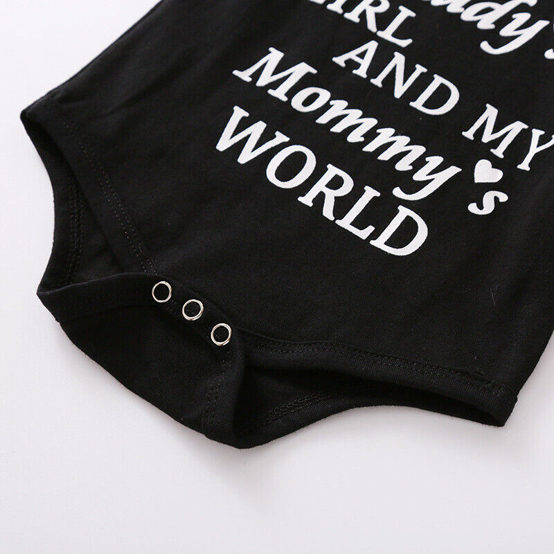 3PCS Newborn Baby Girl Clothes Letter Romper Jumpsuit Tops Pants Headband Outfit - Görsel 11