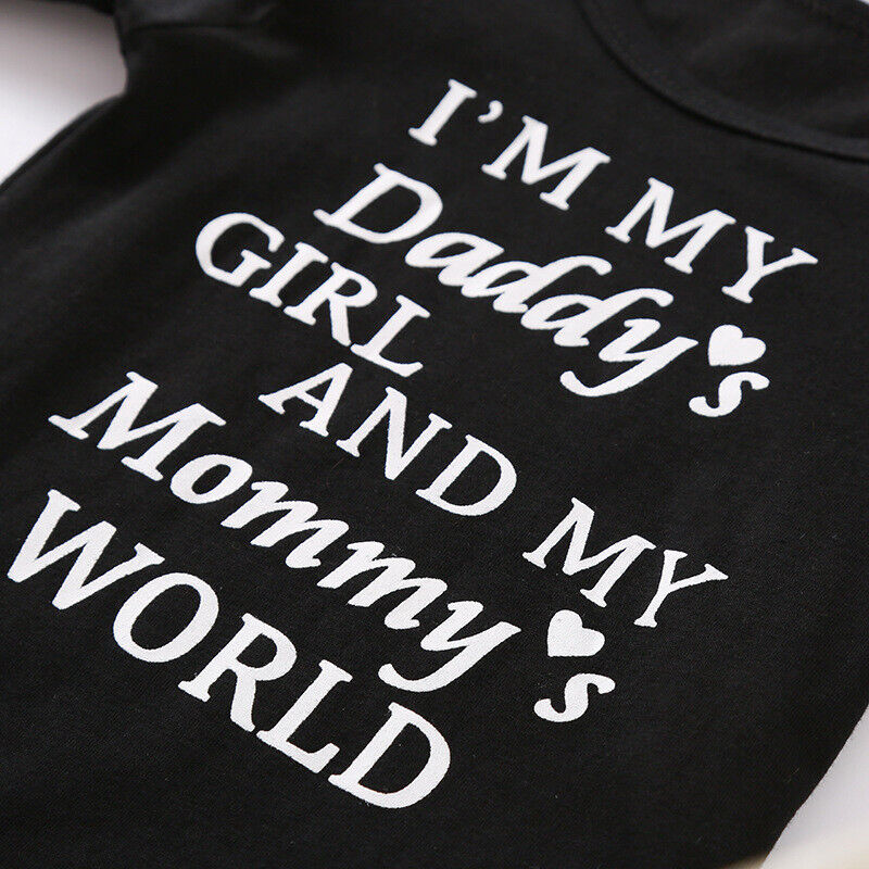 3PCS Newborn Baby Girl Clothes Letter Romper Jumpsuit Tops Pants Headband Outfit - Görsel 12