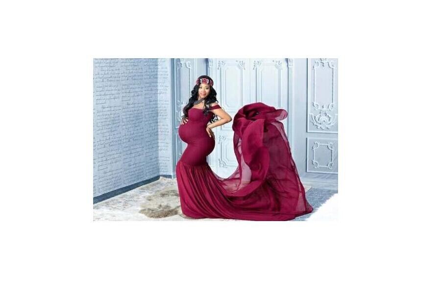 Fashion Chiffon Maternity Photography Clothes Gown Maxi Dress For Pregnant Props - Görsel 3