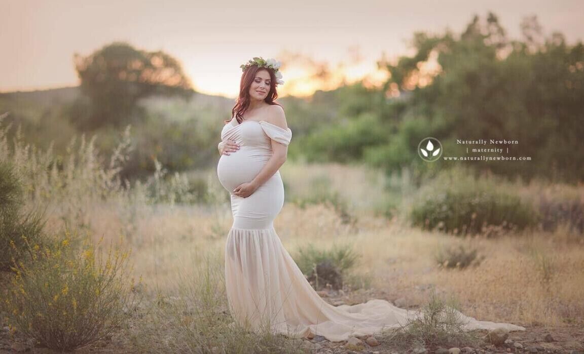 Fashion Chiffon Maternity Photography Clothes Gown Maxi Dress For Pregnant Props - Görsel 7