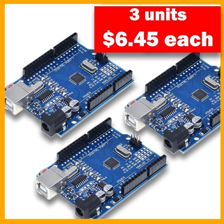 3x NEW Compatible with Arduino UNO R3 IDE, ATmega 328P CH340 R3 Board US Seller - Görsel 1