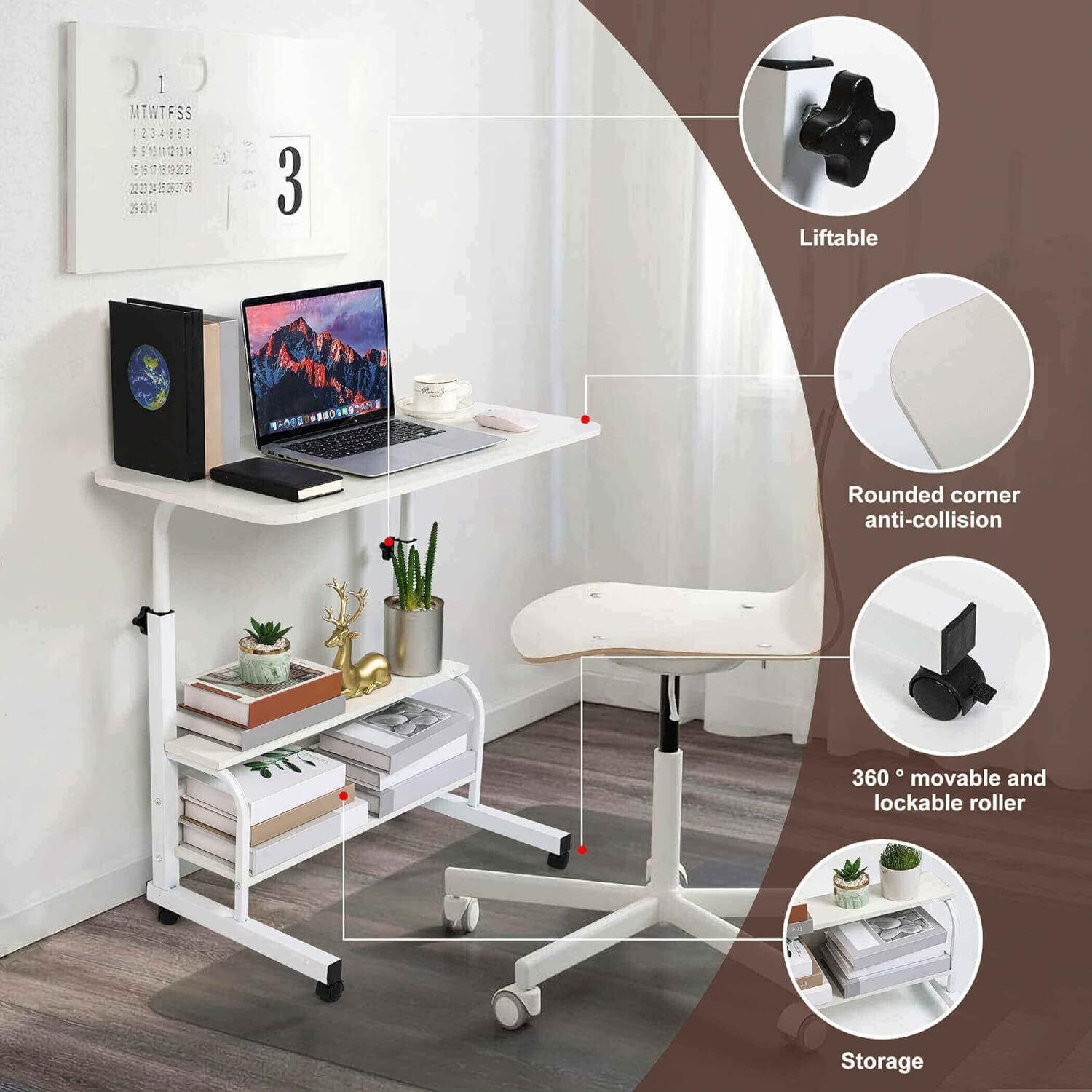 Höhenverstellbarer Laptop Computer Schreibtisch Tragbarer Tisch Sofa Desk Home - Görsel 3