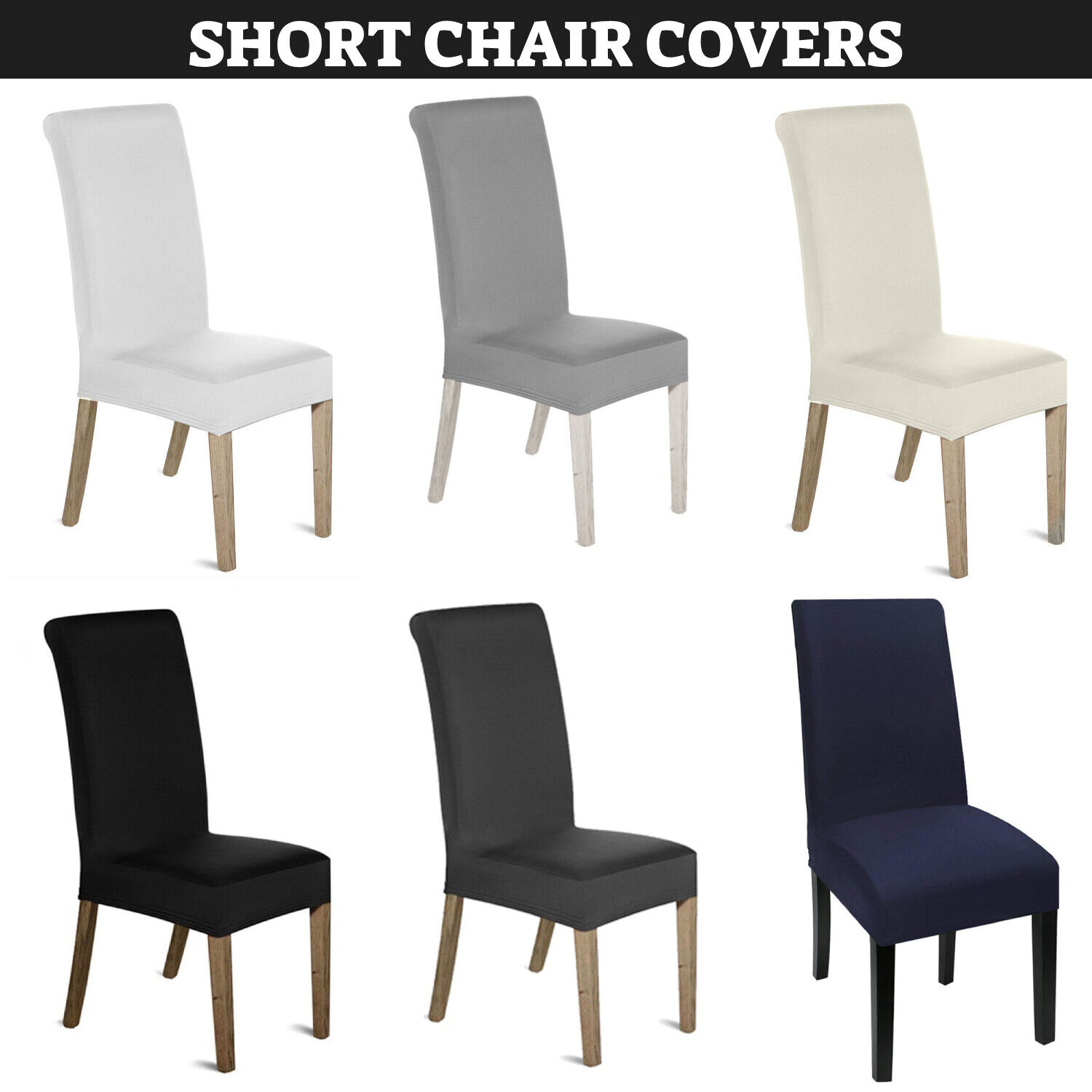 Dining Chair Seat Covers Banquet Home Protective Stretch Removable Slip Cover - Görsel 1