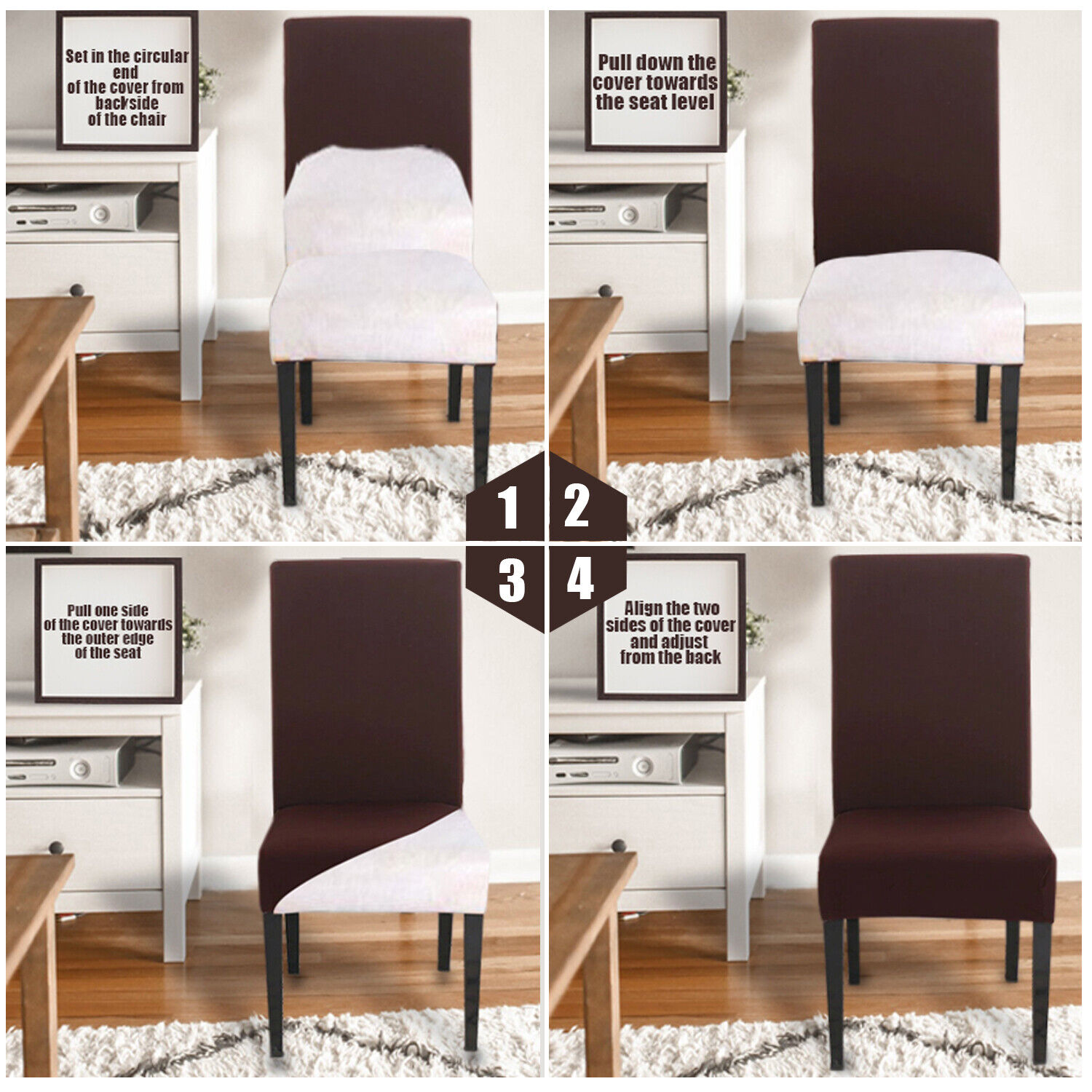 Dining Chair Seat Covers Banquet Home Protective Stretch Removable Slip Cover - Görsel 4